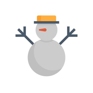 Kardan Adam çizgi film vektör ikonu. Şirin heykel kardan oluşur, kar yağdığında inşa edilecek şapka, soğuk hava, dekoratif kart için kış zamanı, pankart, yani etkinlik için yapılan şapka. Mutlu Noeller, yeni yıl..