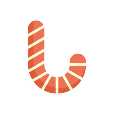 Şeker kamışı veya kurabiye ikonu. Tatlı yemek ya da naneli şeker, dekoratif etkinlik için kırmızı beyaz çizgili. Kutlama, mutlu noeller, kışın yeni yılı kutlu olsun..