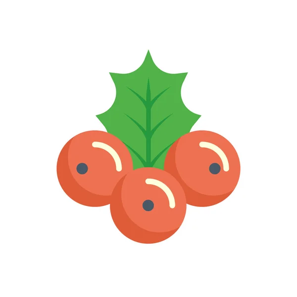 Holly Vector Icon Flowering Plants Consist Green Leaves Red Fruit — Stock Vector