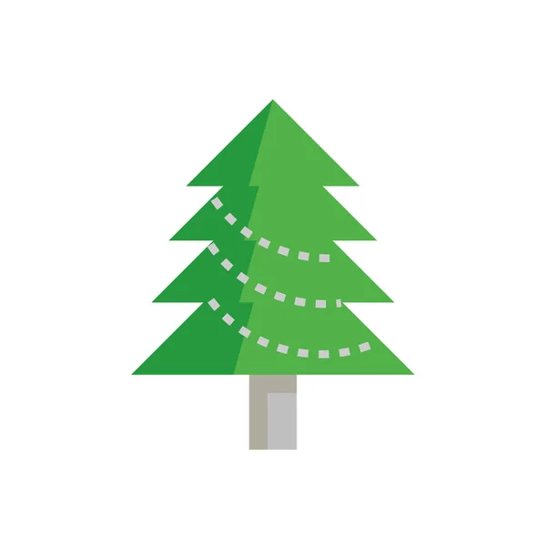 在白色背景上隔离的圣诞树矢量图标由绿树 装饰彩带灯或装饰灯组成 即庆祝 庆祝圣诞节 节假日 新年快乐 — 图库矢量图片