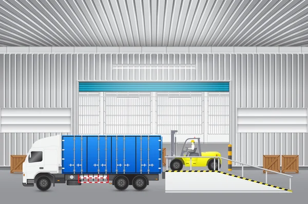 Chariot élévateur et camion — Image vectorielle