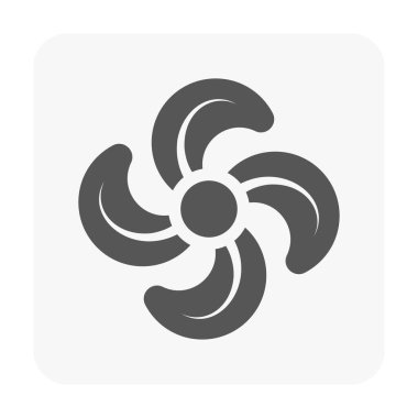 Dört bıçaklı vantilatörün vektör ikonu, hava akışını ve iklim kontrol sistemlerindeki soğutmayı sembolize ediyor. Temiz ve modern monokrom tasarımı, otomotiv gösterge panelleri, HVAC arayüzleri ve kullanıcı kılavuzları için ideal.