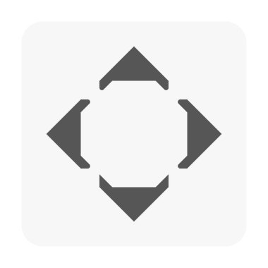 Yönsel kontrol vektör simgesi temiz siyah. Basit, modern grafik hareketi, navigasyonu ve arayüz seçimini sembolize ediyor, UI tasarımı için ideal, araç göstergeleri, kontrol düğmeleri