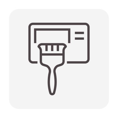 Klima temizleme vektör simgesi, kondansatör ünitesi bobininden toz ve kiri temizleme. Soğutma performansı, gelişmiş hava akımı, ısı havalandırma verimliliği ve enerji tasarrufu için havalandırma bakımı.