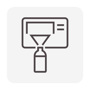 Klima temizleme vektör simgesi, köpük spreyi toz ve kiri temizlemek için yoğunlaştırıcı bobine uygulanır. HVAC bakımı, soğutma performansının iyileştirilmesi, hava akışı verimliliği ve enerji tasarrufu.