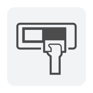 Klima bakım vektör simgesi, temizlik ya da yenisiyle hava filtresi hizmeti. Kapalı alan birimi buharlaştırıcı filtre bakımı temiz hava, sağlık, soğutma performansı ve HVAC verimliliği.