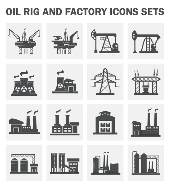 石油钻井平台和工厂 — 图库矢量图片