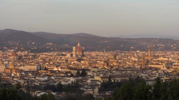 Day Night Transition Time Lapse Florence Duomo Palazzo Vecchio Front — Stock Video