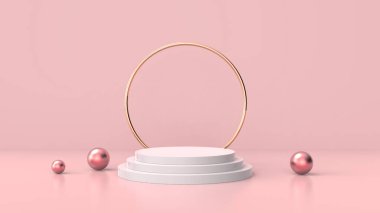 3B ürün gösterim standı, ekran standı ve dekoratif halka, 3B oluşturma arkaplanı