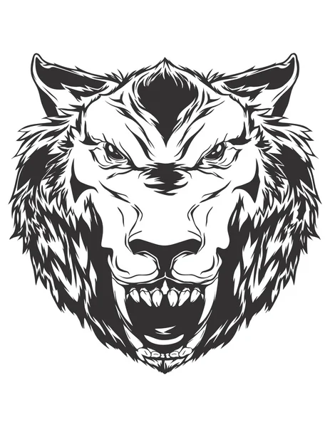 Ilustración vectorial con cabeza de lobo — Vector de stock