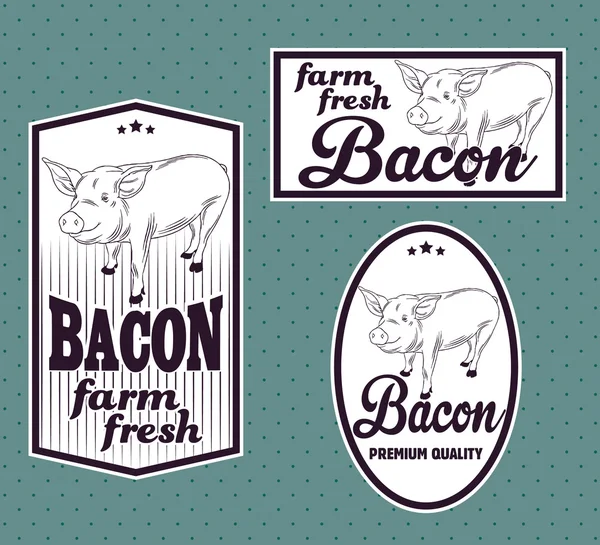 Étiquettes vintage bacon — Image vectorielle