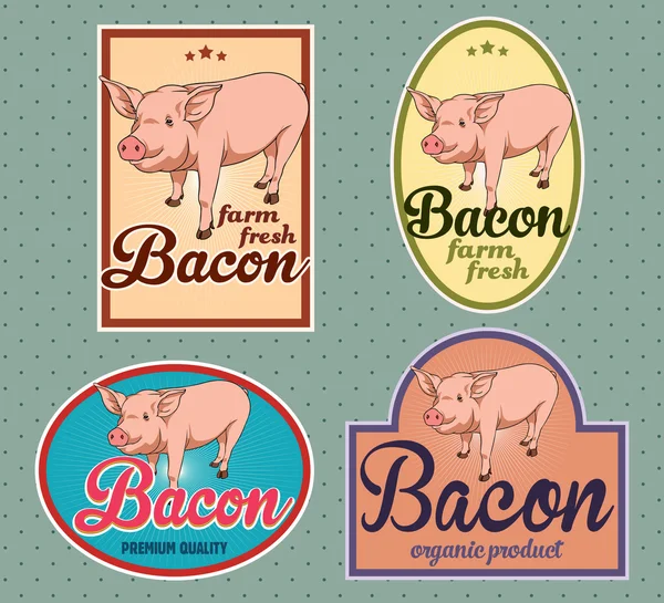 Bacon Vintage Etiketten — Stockvektor