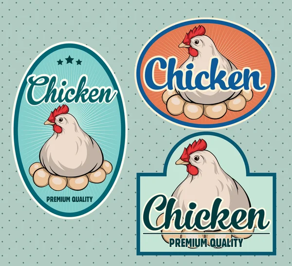 鸡肉肉老式标签 — 图库矢量图片