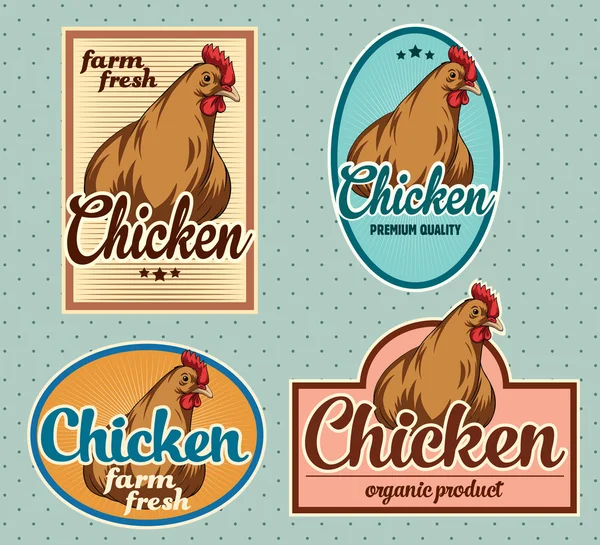 Etiquetas vintage de carne de pollo — Vector de stock