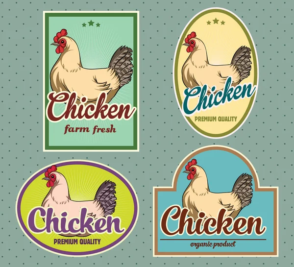 Εκλεκτής ποιότητας ετικέτες κρέας κοτόπουλου — Διανυσματικό Αρχείο