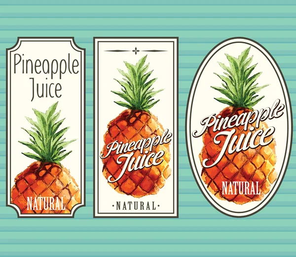 Conjunto de etiquetas de jugo de piña — Vector de stock