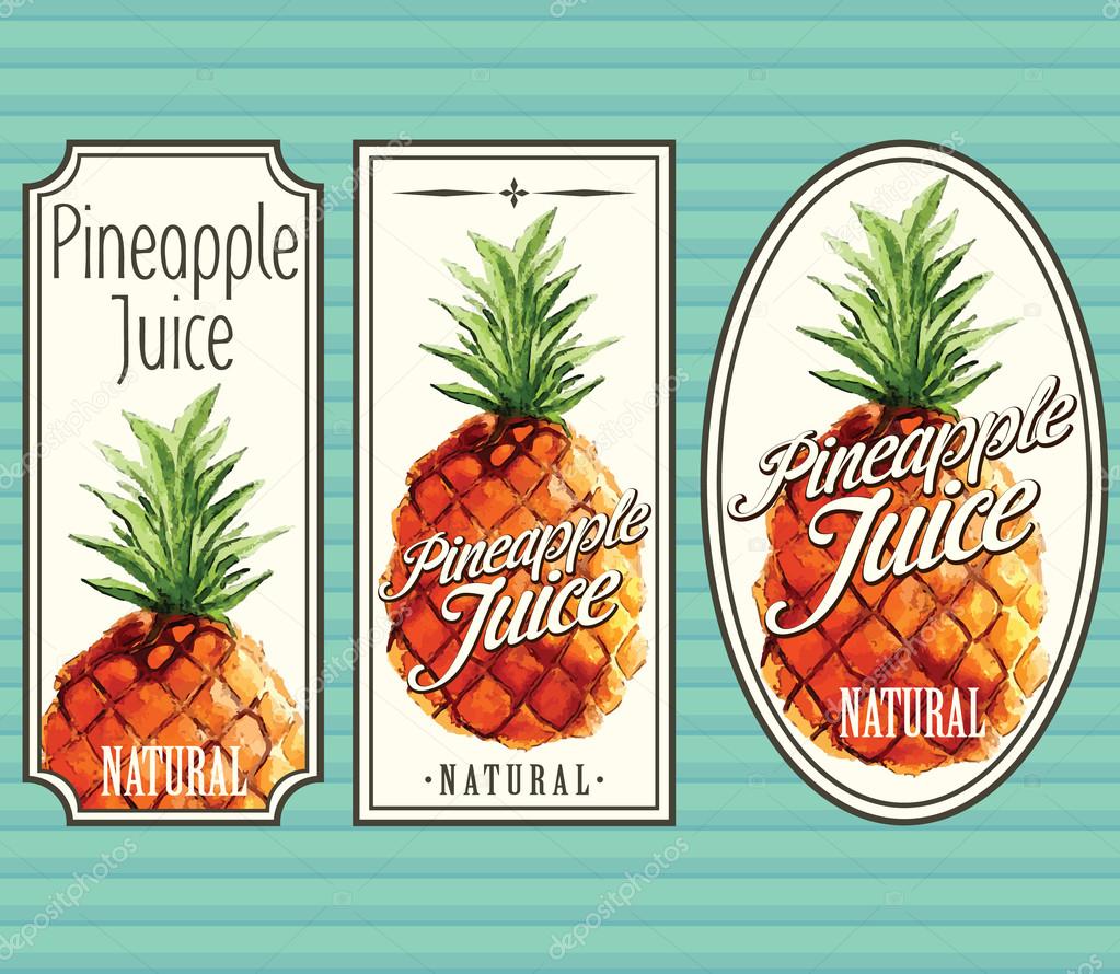 Pineapple juice labels set