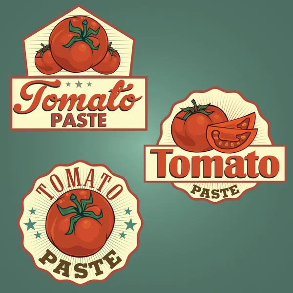 Pasty pomidorowej, zestaw etykiet — Wektor stockowy