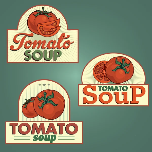 Set de etiquetas de sopa de tomate — Archivo Imágenes Vectoriales