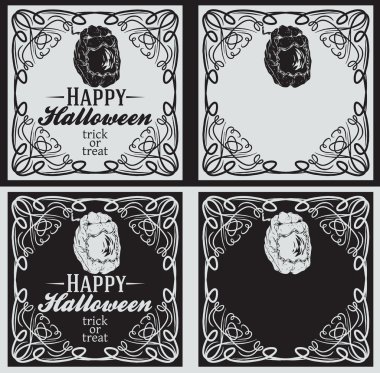 Vintage mutlu Cadılar Bayramı tebrik kartları ile kabak