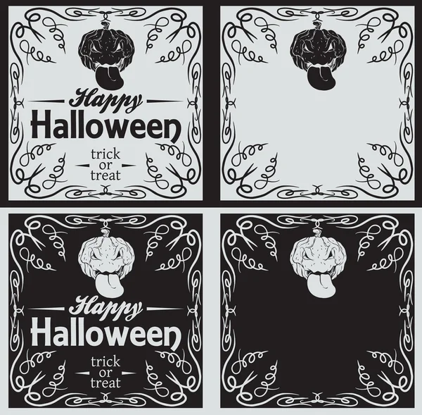 Glückliche Halloween-Glückwunschkarten mit Kürbis — Stockvektor