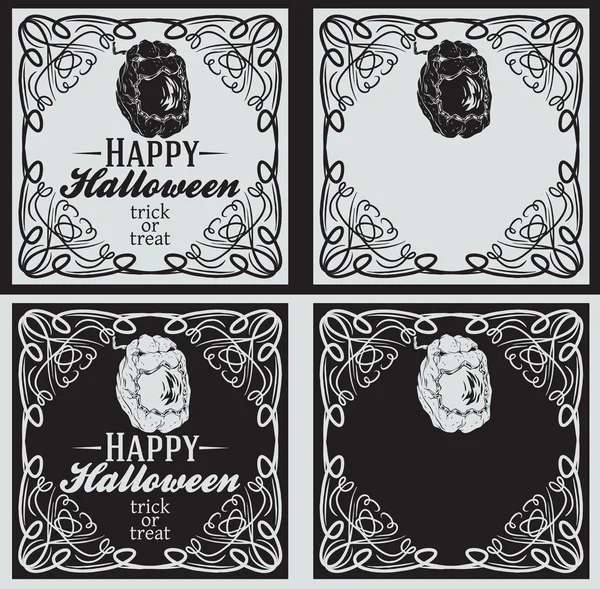 Винтажные открытки на Хэллоуин с тыквой — стоковый вектор