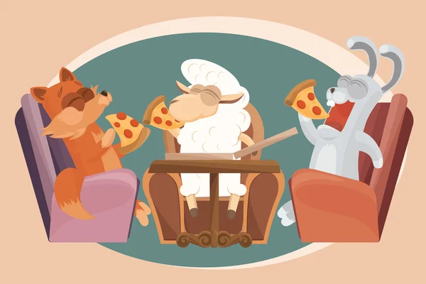 Vektör çizim. Kuzu arkadaş grubu kartı.