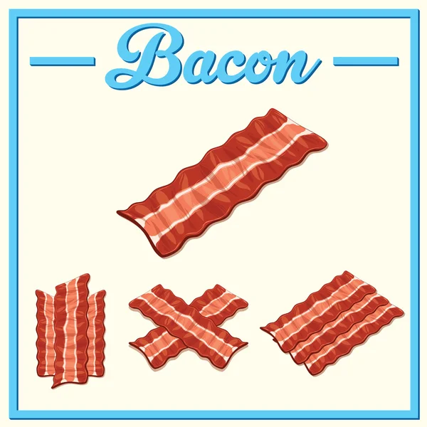 Conjunto de bacon vetor.Bacon desenhado à mão . — Vetor de Stock