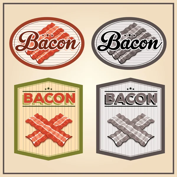 Viande de bacon vecteur étiquettes vintage — Image vectorielle