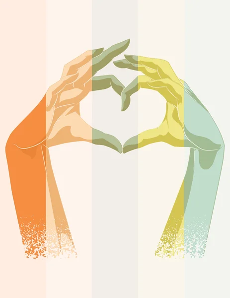 Vektör çizim. Kalp sembolü çift pozlama