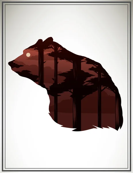 Vektör çizim hayvan baş ve çift pozlama etkisi ile.