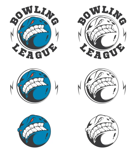 Ensemble d'étiquettes et d'insignes vectoriels de bowling . — Image vectorielle