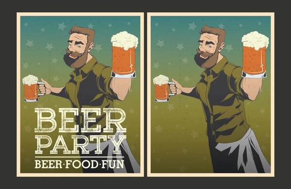 Vektor-Bier-Party-Plakate. — Stockvektor