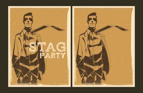 Set of vector Stag party posters — Stock Vector