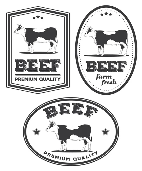 Vintage etiketten van rundvlees Rechtenvrije Stockillustraties