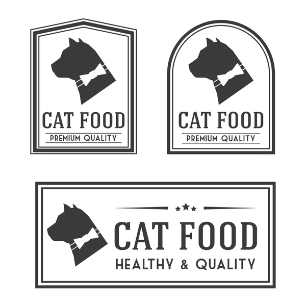 Ensemble de badges et logotypes alimentaires pour chats vintage . — Image vectorielle