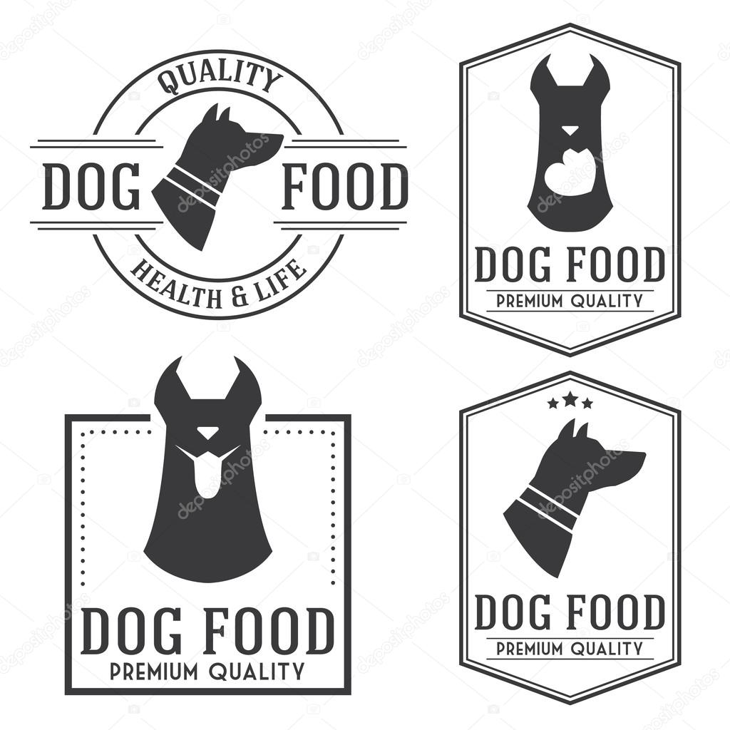 Vintage dog food badges and logotypes set.