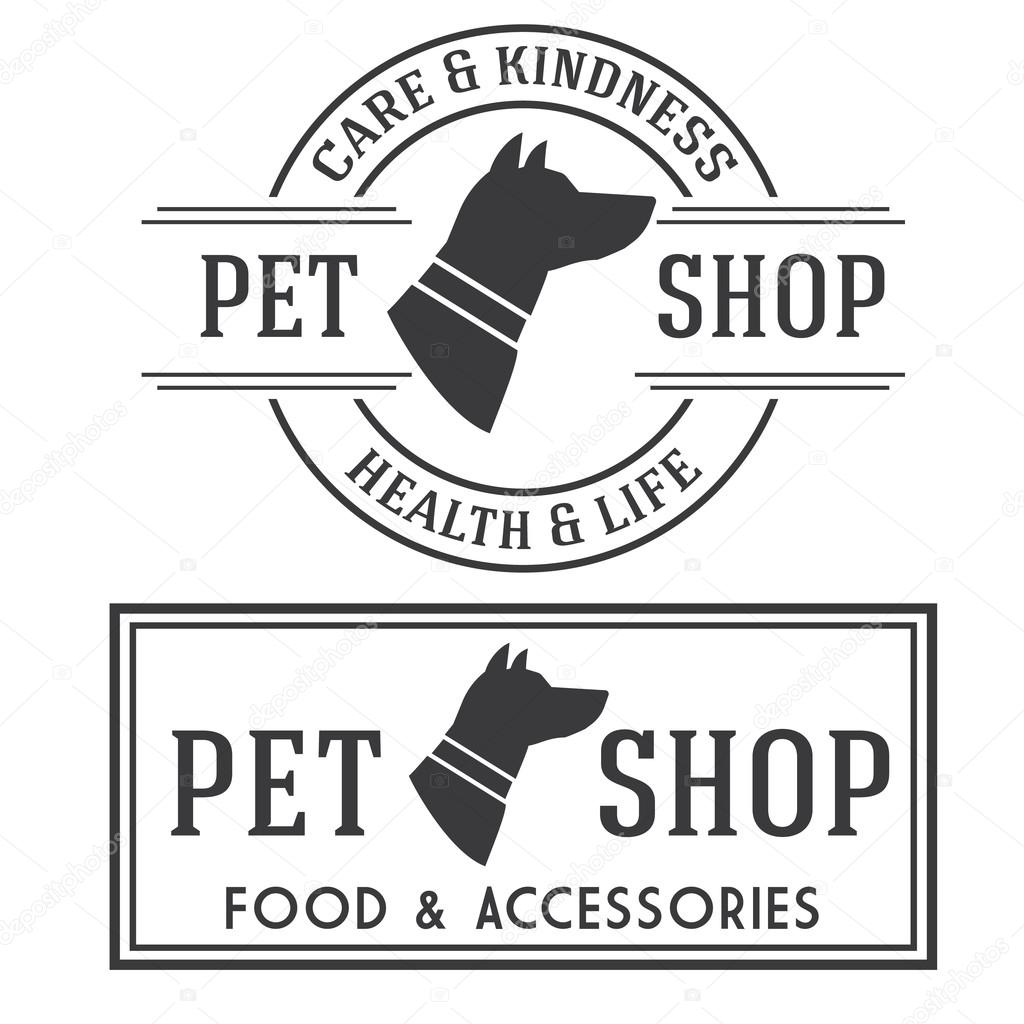 Pet shop retro insignias and logotypes collection