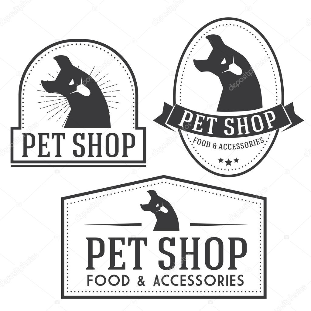 Pet shop retro insignias and logotypes collection