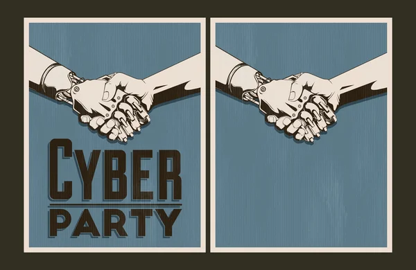Набор векторных постеров кибер-вечеринки — стоковый вектор