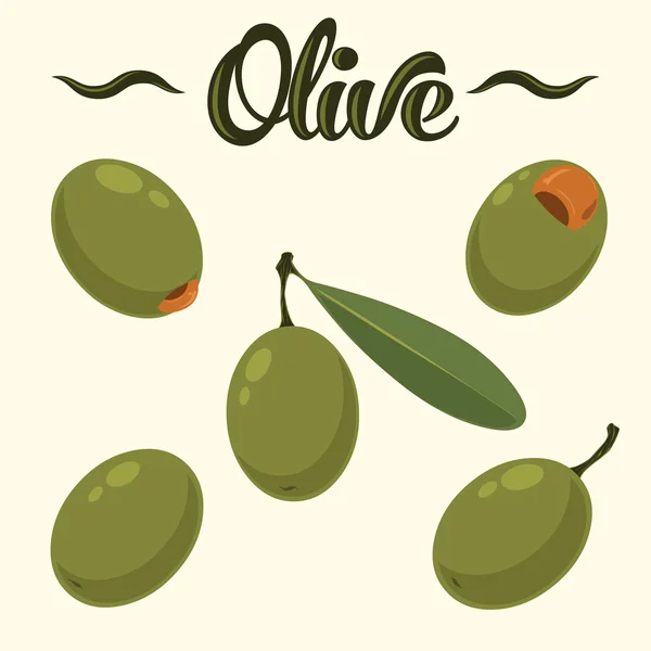 Zestaw z oliwek. Ręcznie rysowane oliwki — Wektor stockowy