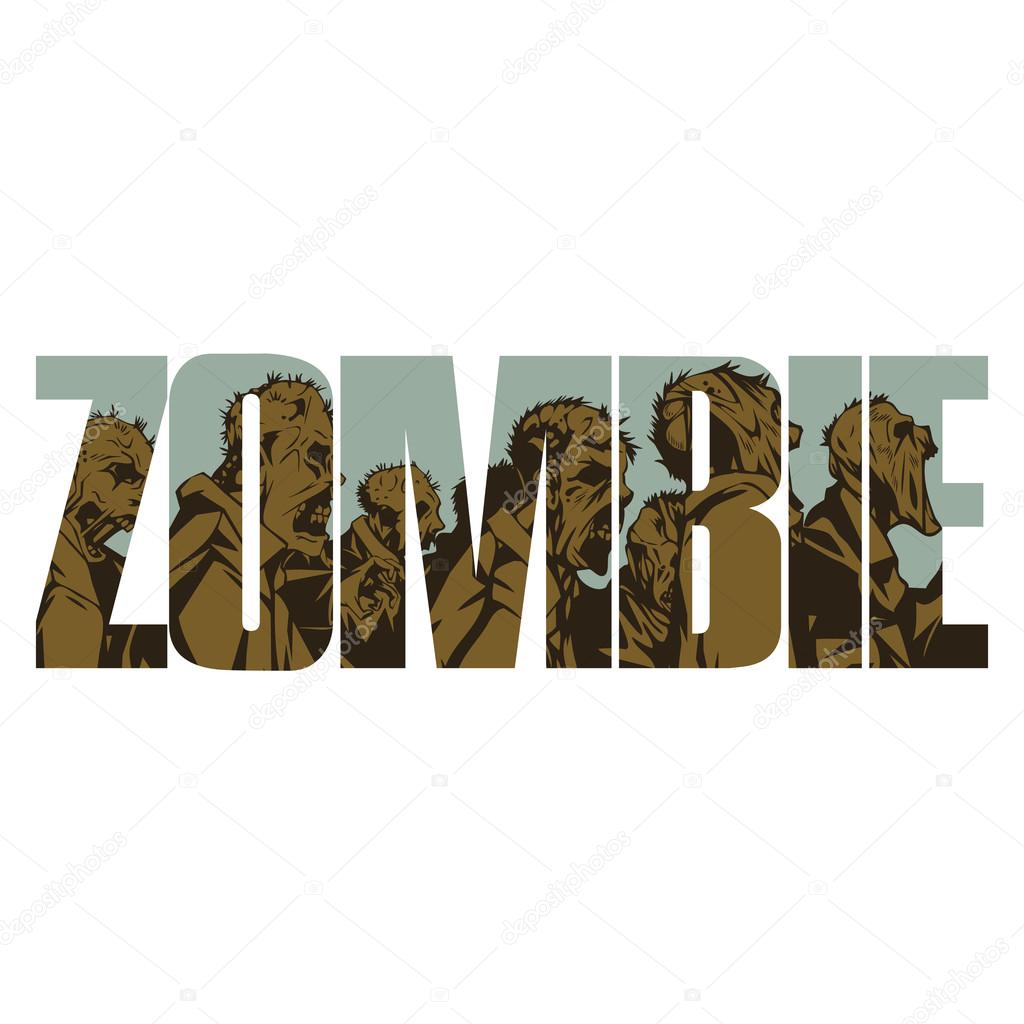 Vector zombie  poster with double exposure effect