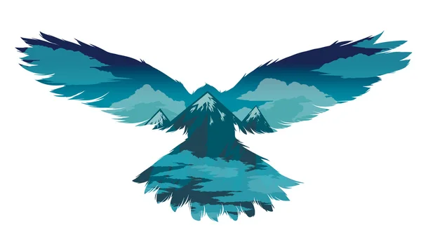 Kuş vektör çizim çift pozlama etkisi ile.