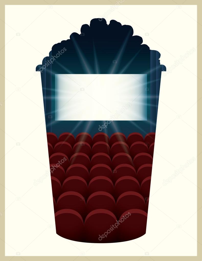 Popcorn bucket  illustration with double exposure effect.