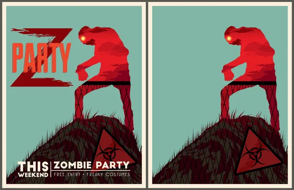 Ensemble d'affiches de fête zombie Illustration De Stock