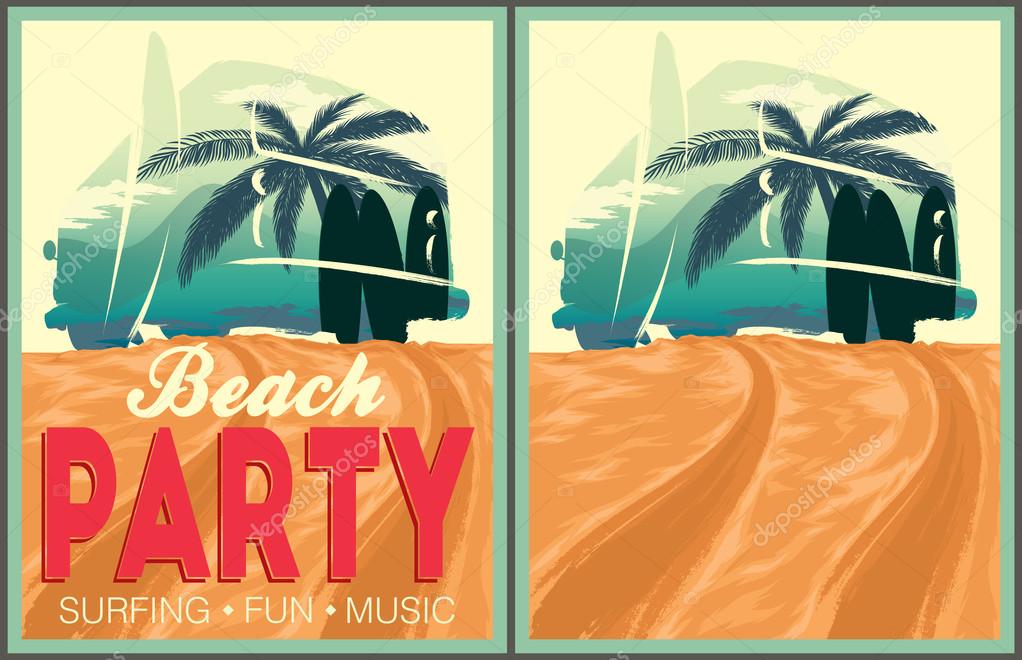 Beach party poster and invitation template.