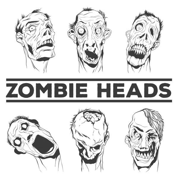 Têtes de zombies illustrations vectorielles Vecteurs De Stock Libres De Droits