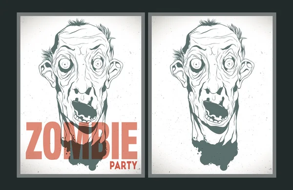 Zombie partido cartel conjunto — Archivo Imágenes Vectoriales