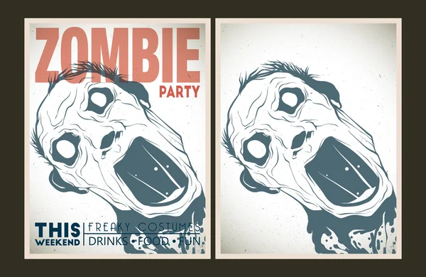 Zombie party placard set — Stock Vector