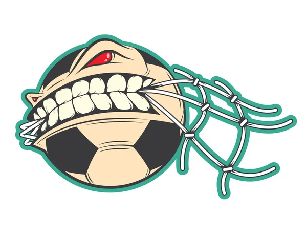 Böser Fußball, Fußball-Sticker-Vektor-Konzept — Stockvektor